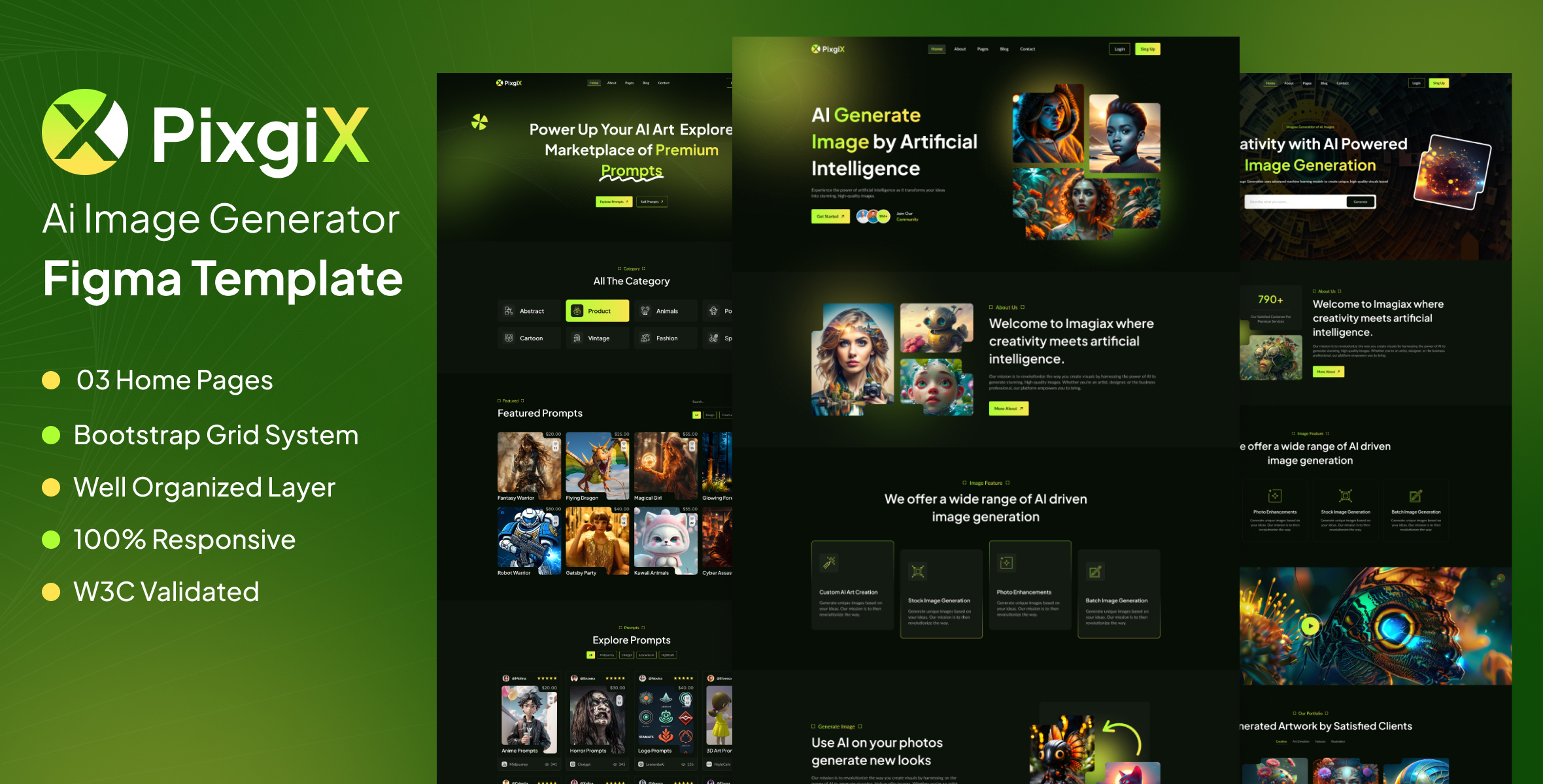 Pixgix - Ai Image Generator Figma & HTML Template branding figma website graphic design home page landing page technology ui