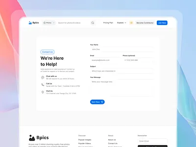 Bpics contact us page contact contact form contact page contact us contact us page design get in touch ui ux website