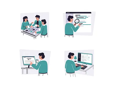 Development Process Illustrations app development branding code design developer flat graphic design people programming simple tech ui ux vector visual web developments