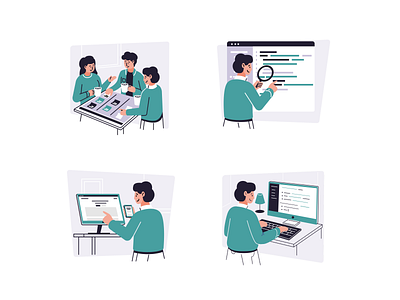 Development Process Illustrations app development branding code design developer flat graphic design people programming simple tech ui ux vector visual web developments