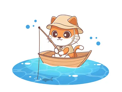 Cat fishing adorable boat cat fishing boat kawaii kitten meow paw seafood sweet