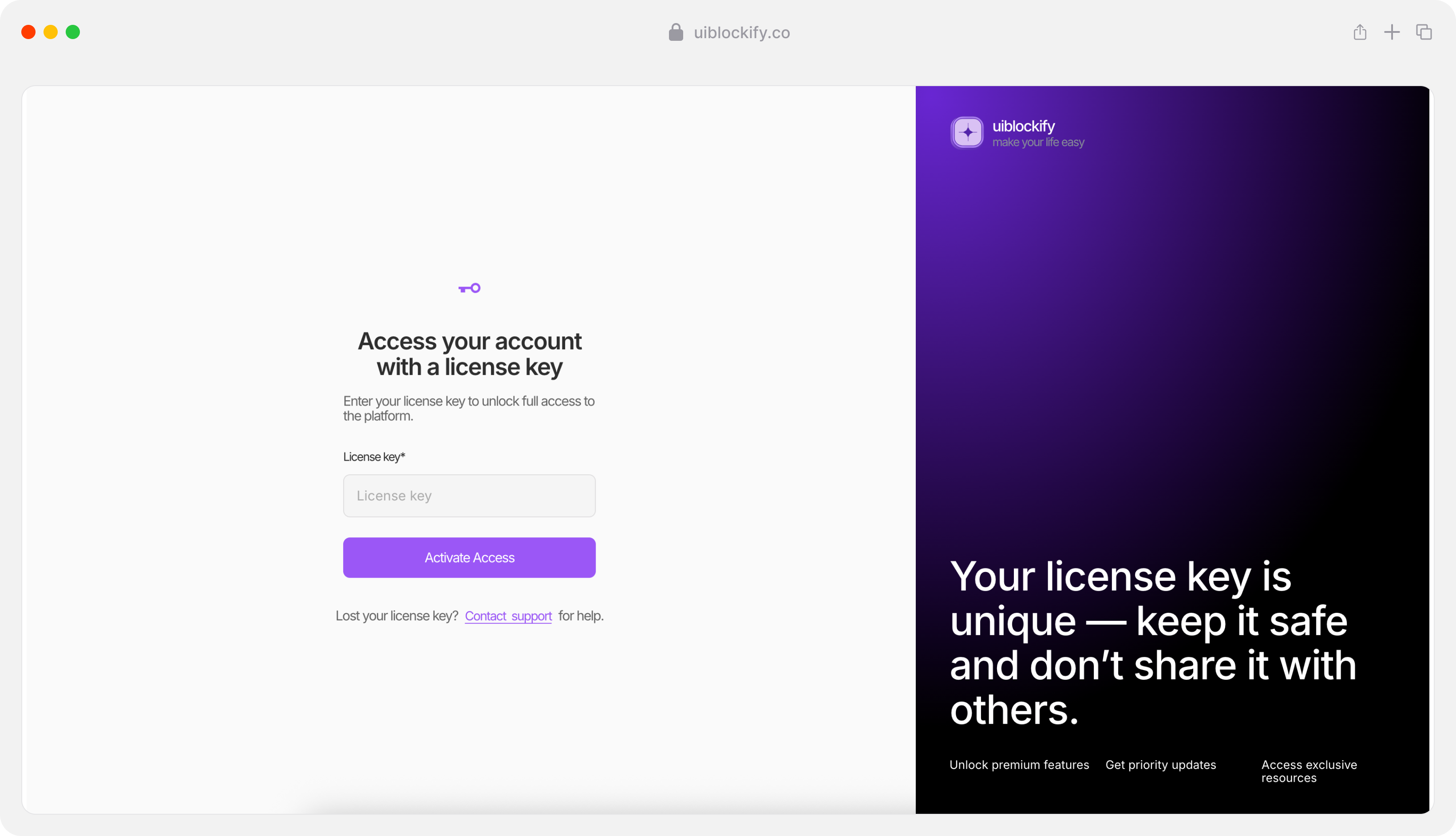 License key autofill form uiblockify icon landing form license password sign up ui form ui sign in ui ux web form