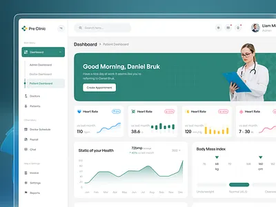 Clinic Management | Patient Dashboard Design admin dashboard clinic management health dashboard healthcare healthtech hospital management management medical medical clinic medical dashboard patient dashboard uxdesign web design