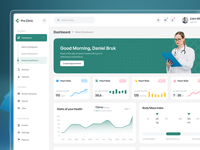 Clinic Management | Patient Dashboard Design admin dashboard clinic management health dashboard healthcare healthtech hospital management management medical medical clinic medical dashboard patient dashboard uxdesign web design