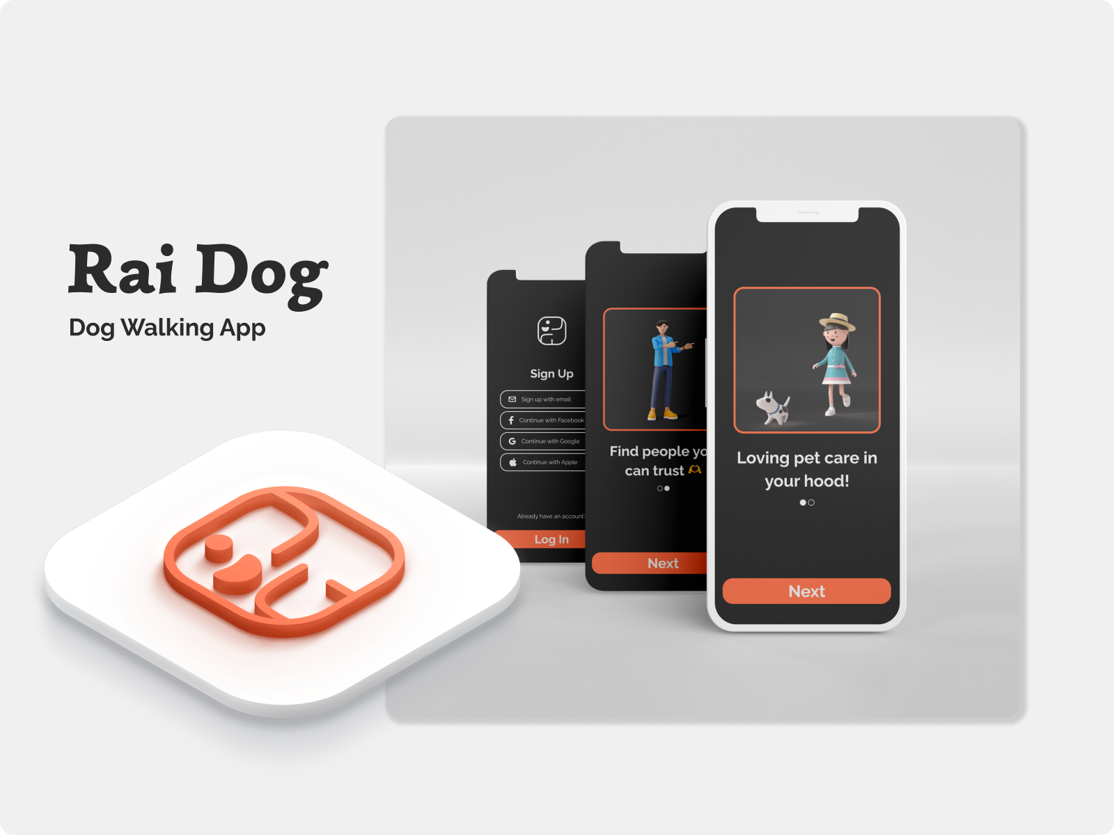 Rai Dog / Dog Walking App app design product design ui ux