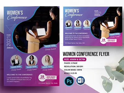 Women Conference Flyer anniversary announcement breast cancer cancer awarness charity clebration conference gospel gospel month leadership modern mothers ms word photoshop template seminar watch night women women conference women conference flyer womens conference
