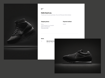 Daily UI 017 - Email Receipt 017 17 dailyui design email email receipt nike online shop order pay payment paypal receipt shoe shoe shop shoes shop summary ui