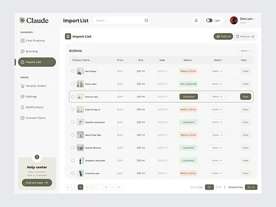 E-commerce Web App Design -Import list page admin dashboard core app dashboard dashboard ecommerce web ecommerce website design list table page ui ux design web app web application design web design web interface design web ui design