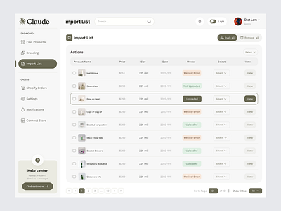 E-commerce Web App Design -Import list page admin dashboard core app dashboard dashboard ecommerce web ecommerce website design list table page ui ux design web app web application design web design web interface design web ui design