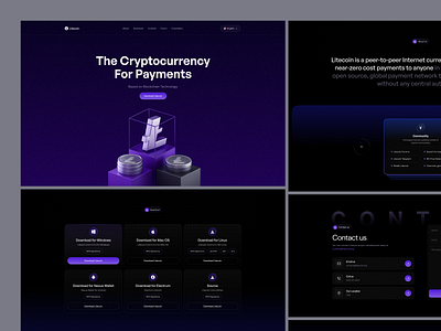 Litecoin - Crypto Landing Page blockchain crypto crypto currency crypto landing page crypto web cryptocurrency fintech landing landing page platform startup uiux web design web landing page web3