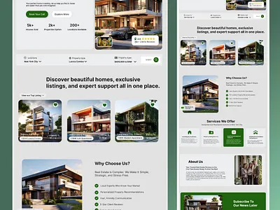 Modern Real Estate Landing Page Design figma framer home investment home search landing page modern property property listing real estate ui uiux ux web design web development website design wordpress