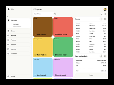 Billix — UI/UX For POS System Dashboard Design admin dashboard dashboard design data visualization design system inventory management modern ui design order management payment system point of sale pos pos dashboard product design responsive dashboard retail pos saas dashboard saas design sales dashboard uiux design waxyweb web app design