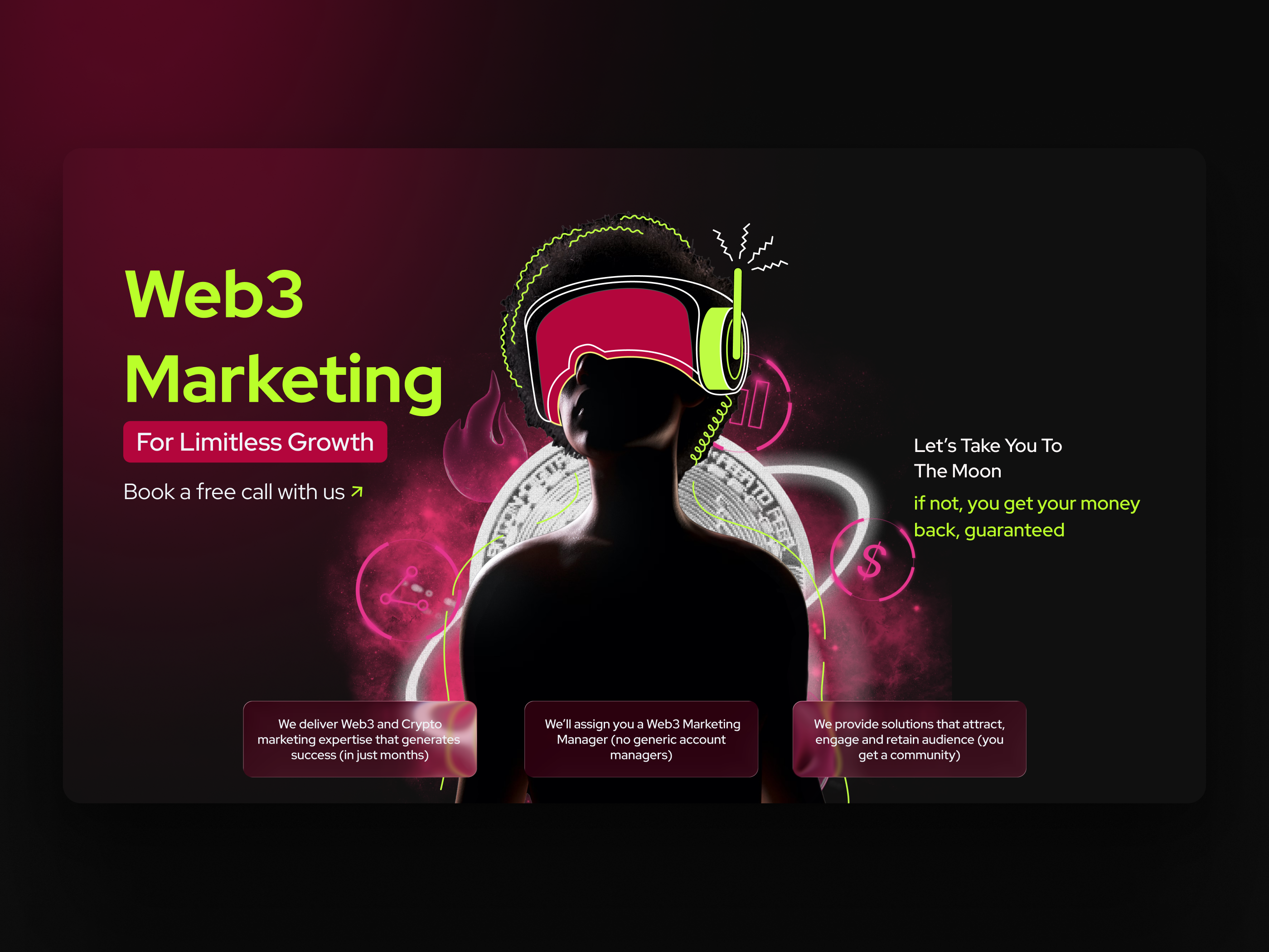 Futuristic Web3 Marketing Header UI Design branding colorful design trends futuristic header design hero banner ui ux web page web3 header web3 website website header