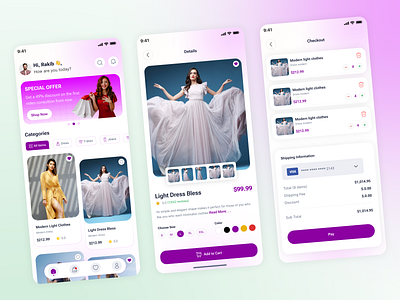 Modern E-Commerce Mobile App UI Design app design app ui app web checkout screen design dribbble ui shot e commerce app ecommerce app ui ecommerce mobile ui graphic design landing page design mobile app design modern app design online store app product details ui shopping app ui ui design ui design expert ui ux ui ux design website