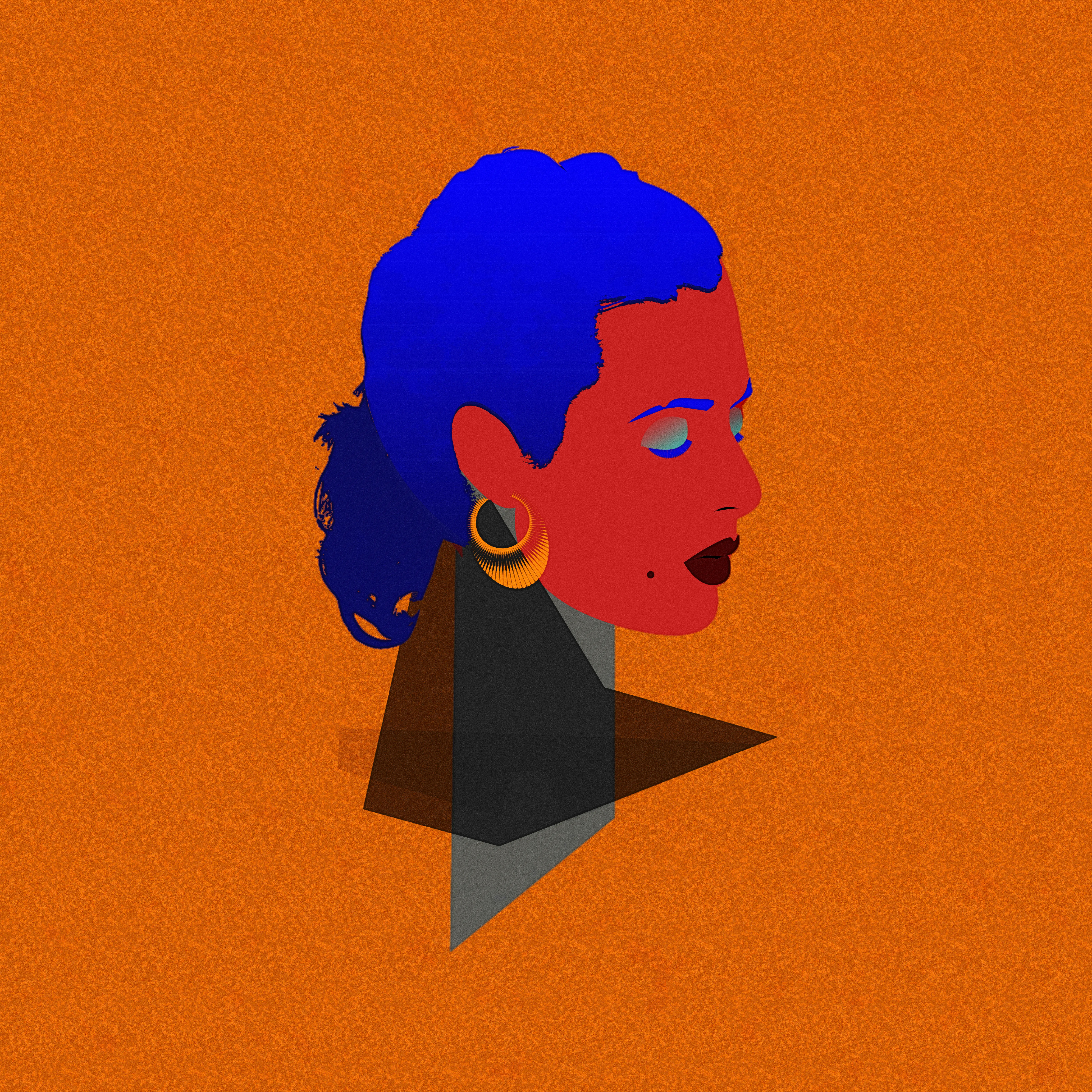 gold doodle earring girl head gold goldeb earring illustration noise shunte88 vector