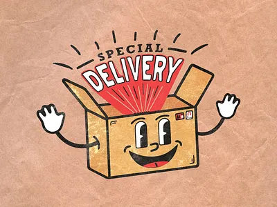 Special Delivery cartoon illustration mid century package retro special delivery vintage