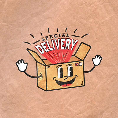 Special Delivery cartoon illustration mid century package retro special delivery vintage