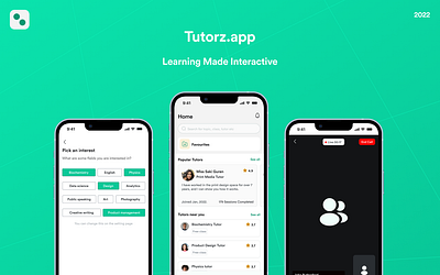 Tutorz.app - A live-video online learning platform design education educational figma learning mobile app online learning platform product design ui ux