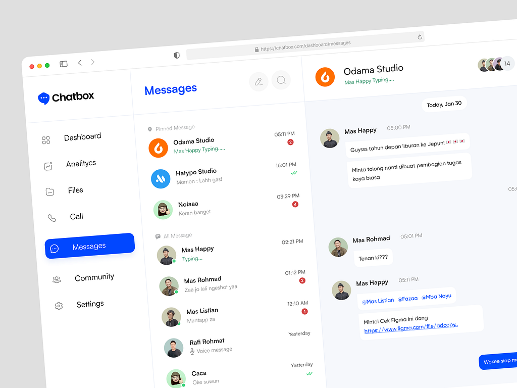 Chatbox - Message Dashboard by Faza Dzikrulloh for Odama on Dribbble