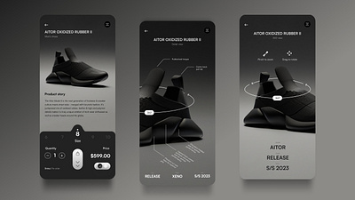 Futuristic Avantgarde Sneaker Store UI 3d sneaker ai artificial intelligence dall e fashion futuristic product design sneaker sneaker app sneaker store sneaker ui ui uiux user experience user interface uxui visual design