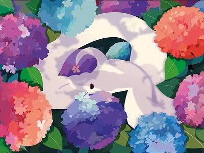 Serpiente entre flores 2d animal animals design florwers flower graphic design hydrangeas illustration ilustrator nature snake vector wild