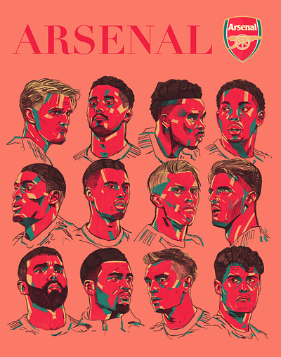 Arsenal - Poster illustration arsenal character football football illustrated illustration illustrator london north london people portrait portrait illustration portraits portraits illustrated procreate soccer