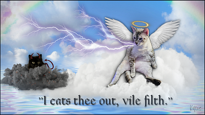 Good vs Evil Cats branding cats clouds design fun graphic design kylie earls kylie mcferrin logo photography poster ui ux