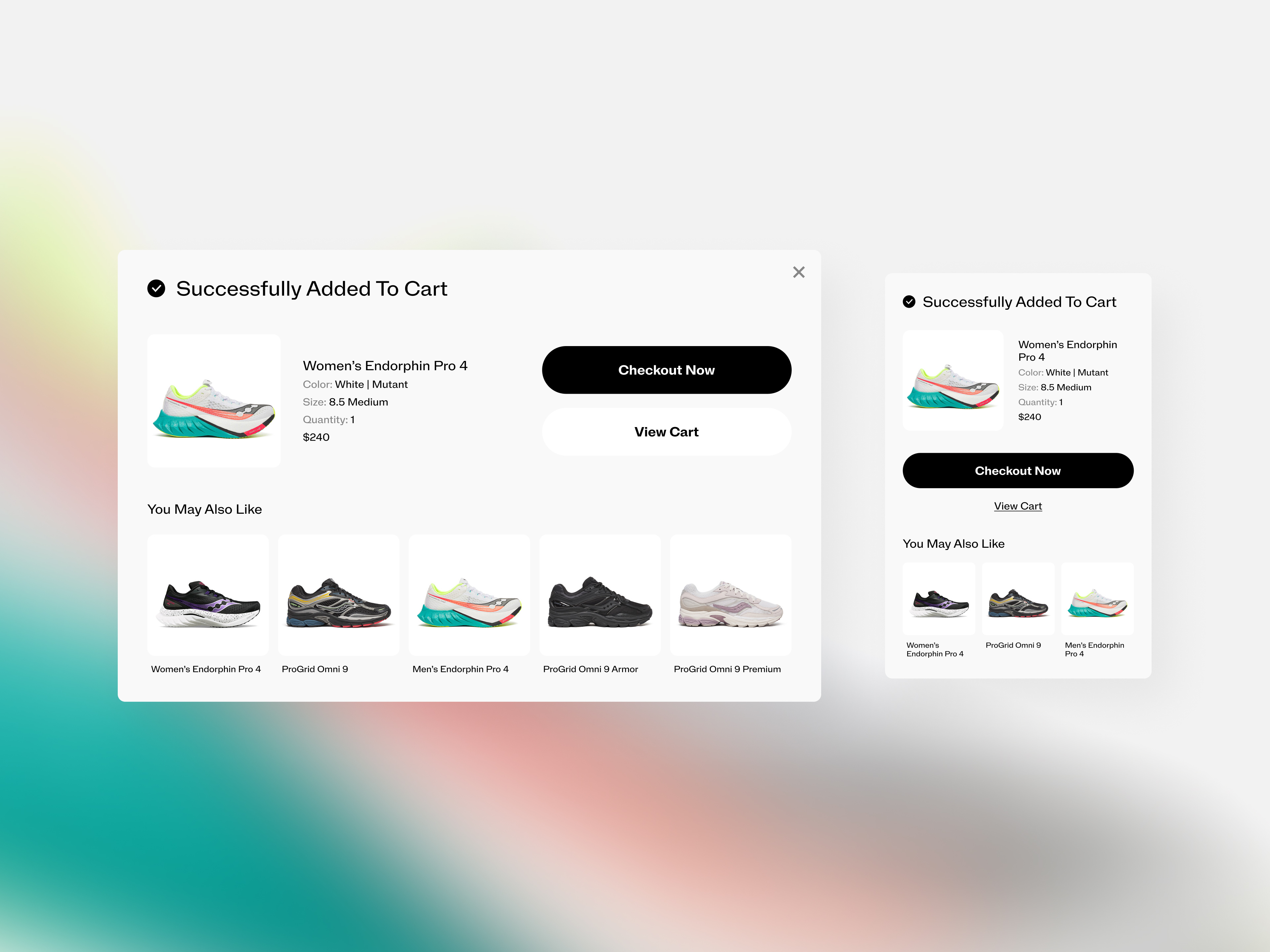 Saucony Add-to-Cart Confirmation Pop-Up – UX Test vs. Mini Cart add to cart cart checkout confirmation digital ecommerce pop up ui upsell user experience ux web