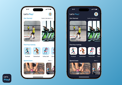 Let’s Play – Sports Activities Finder App minimal interface.