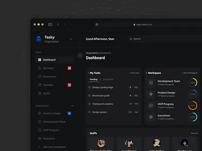 Tasky (Calendar & Task Mgt.) b2b b2c design management task trello ui uidesign uiux users