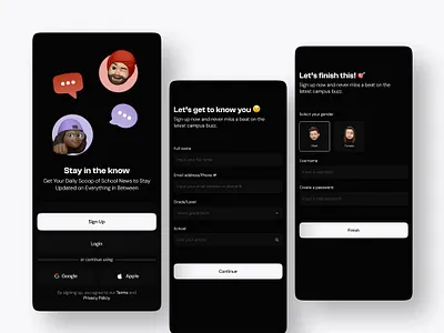 Onboarding flow design login logo onboarding sign up social ui uidesign uiux