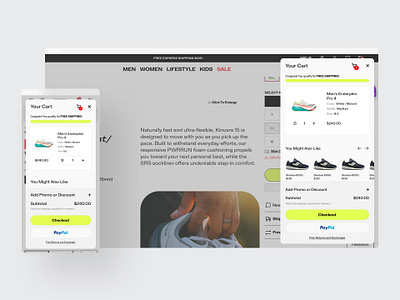 Saucony Mini Cart UX Redesign ab test cart checkout digital ecommerce mini cart redesign test ui user experience ux web