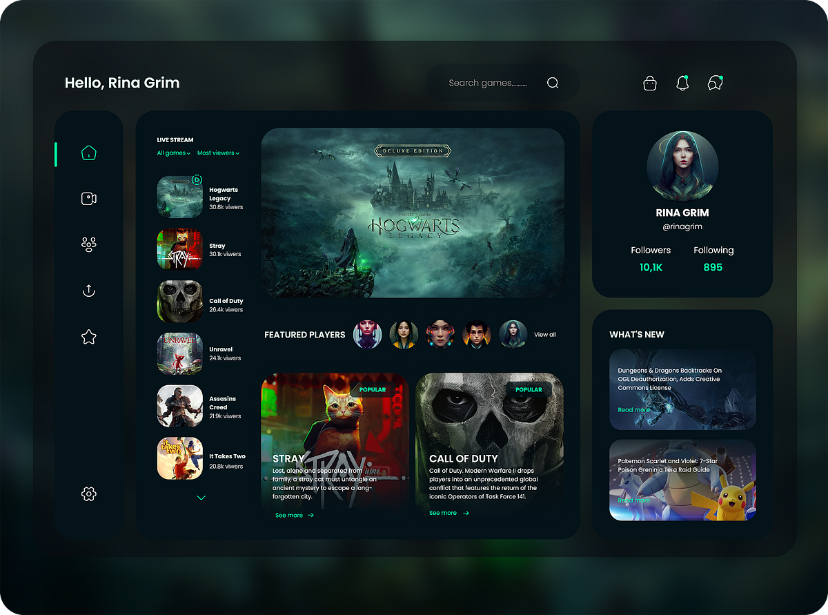 Game Streaming Platforms by Rina Grim on Dribbble