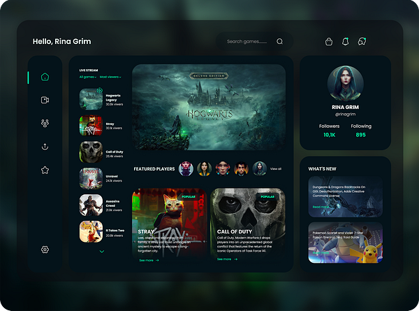 Game Streaming Platforms by Rina Grim on Dribbble
