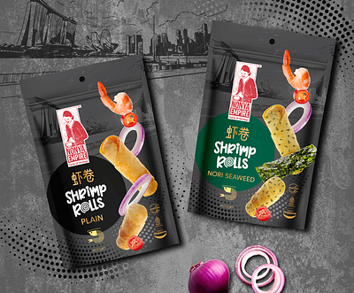 SHRIMP ROLLS PACKAGING DESIGN branding creative design food graphic graphic design labeldesign logo packaging shrimp roll vietnam