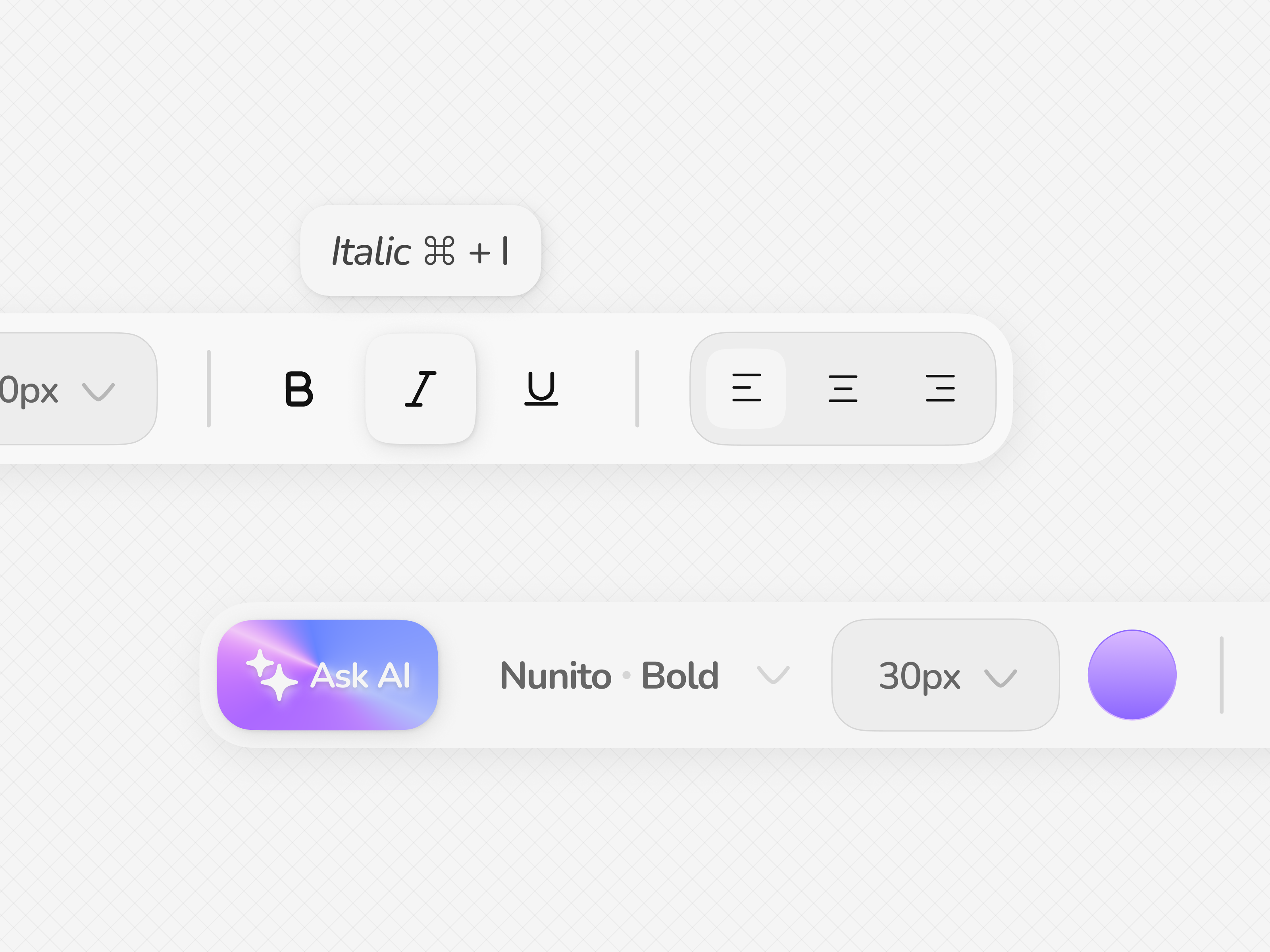 Editing Bar UI editing bar ui