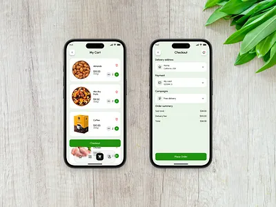 Grocery App ai app cart ui checkout flow ec food grocery app ios minimal ui mobile app modern ui offer banner online shopping product design product page retail app shopping app smart buy super shop ui design ui ux