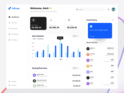 Finance Management Web Application admin app dashboard finance app finance management finance web app fintech money management money transfer app online payment online transaction product design web app