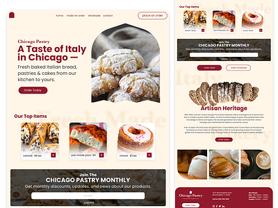 Chicago Pastry Website UI bakery bakery website branding graphic design pastry website website design website graphics
