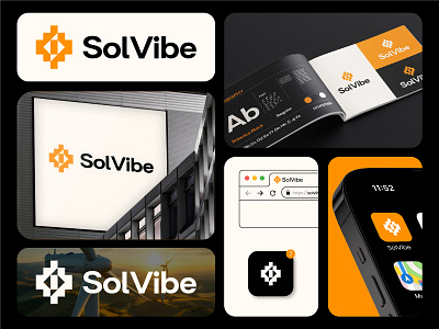 SolVibe Logo Branding abstract logo brand identity branding design energy lettermark logo logotype minimalist logo modern logo professional logo s logo solar solvibe startup logo technology logo visual identity