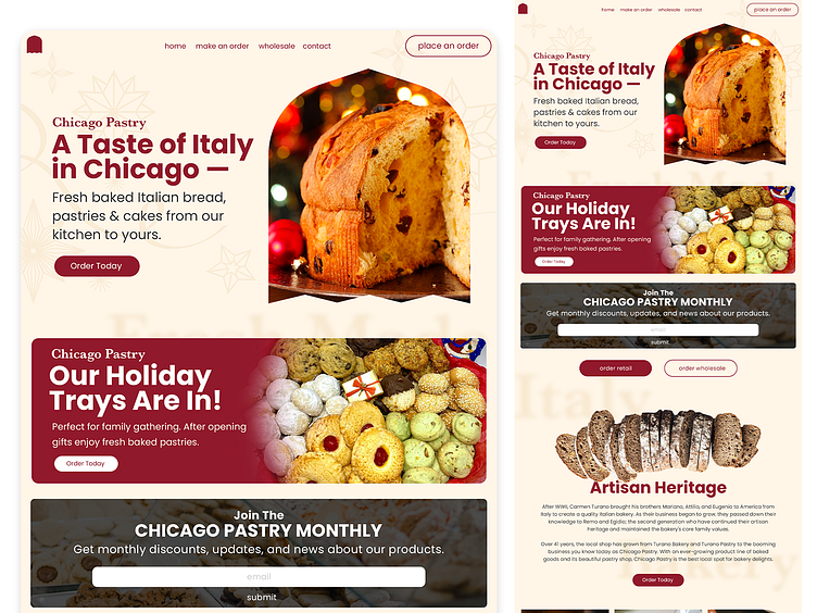Chicago Pastry site UI by Mike Euliano on Dribbble