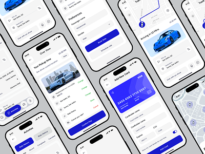 Ride Sharing App Design booking app cab booking mobile app car booking car rental car sharing customer support design earning statistics minimal ui design mobile app mobile app design online booking payment flow ui design ride booking ride sharing ride sharing app design taxi booking transport app ui transportation uiux design