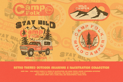 Retro-Themed Outdoor Branding & Illustration Collection apparel design branding clothing brand clothing design design graphic design illustration logo vintage