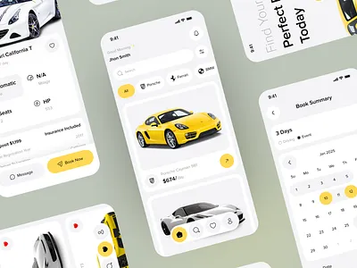 Car Rental Mobile App app app concept booking booking app car car app car rental commerce confirmation mobile mobile app rent rental rental car reservation rides schedule travel app ui