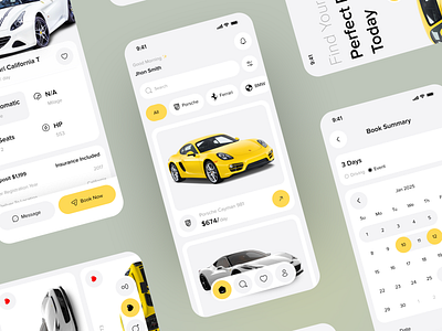 Car Rental Mobile App app app concept booking booking app car car app car rental commerce confirmation mobile mobile app rent rental rental car reservation rides schedule travel app ui