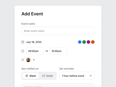 Create Meeting Event - Designed with MadeinFigma add event book call calendar design design system figma google meet made in figma madeinfigma meeting meeting event ui ui design ui designer ui kit ux ux design web design website design zoom