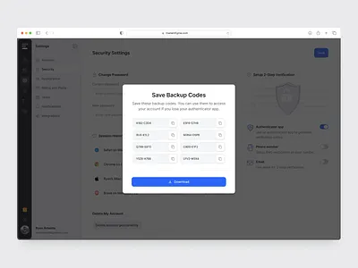 Verification Backup Codes - Designed with MadeinFigma 2 step verification 2fa authentication backup backup codes design design system figma made in figma madeinfigma ui ui design ui designer ui kit ux ux design verification web design website design