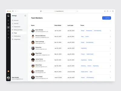 Team Settings - Designed with MadeinFigma design design system figma made in figma madeinfigma team management team settings teams ui ui design ui designer ui kit ux ux design web design website design