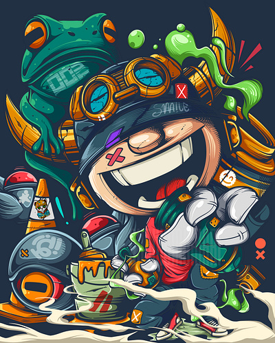 ALL HAPPY anime art cartoon character comic cyberpunk design doodle illustration manga vector