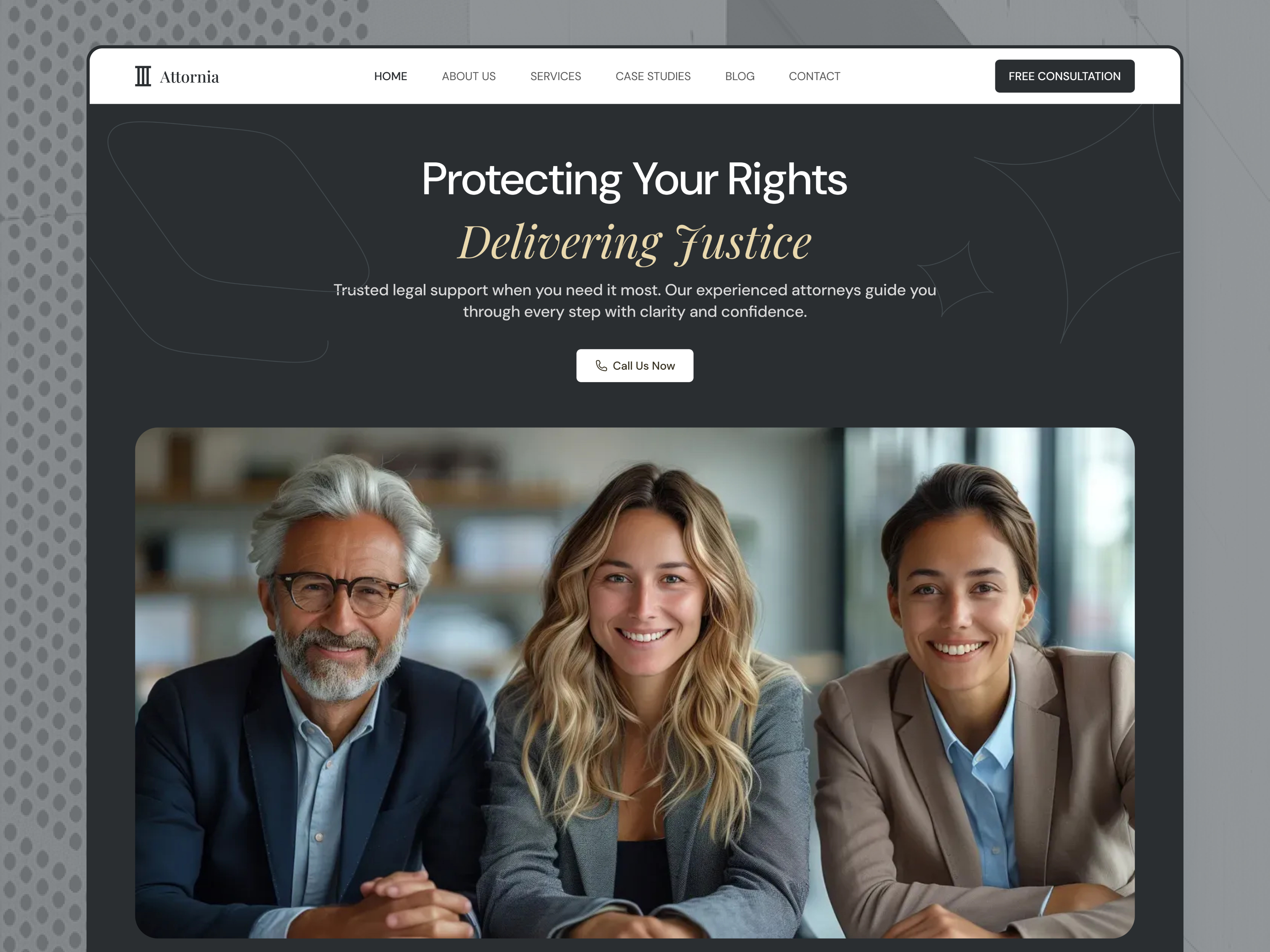 Attornia - Law Firm Website UI/UX Design advocate attorney website law company law firm landing page law firm website lawyer consulting legal adviser website legal services legal support legal website pixso design ui ux design website design